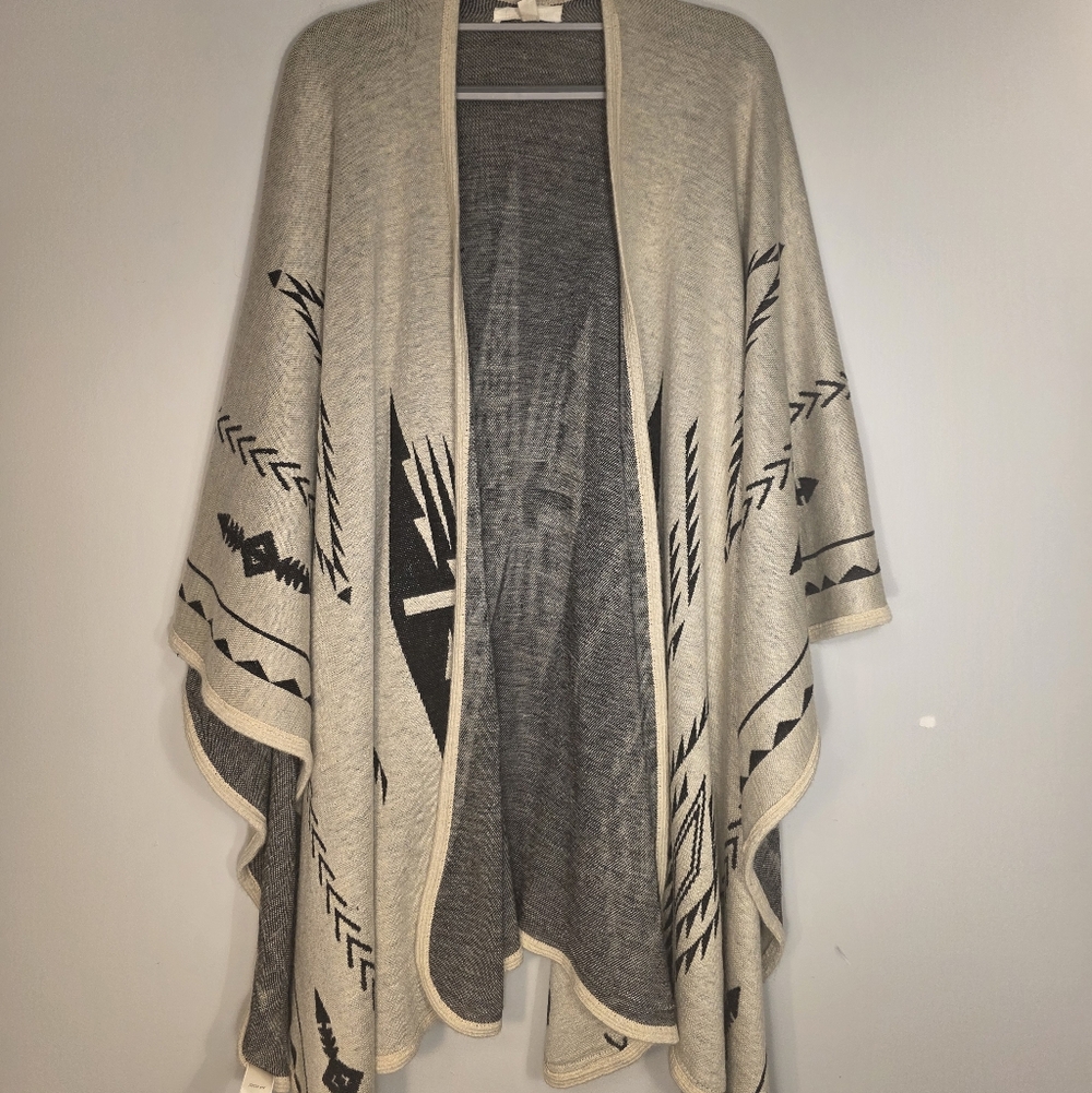 Aztec Pattern Poncho Sweater